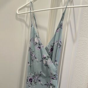 Floral light green long dress